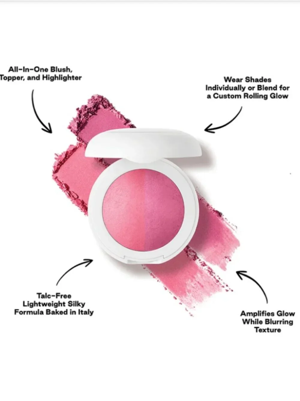 dibs. 3-in-1 Blush, Highlighter + Topper Duet Baked Blush